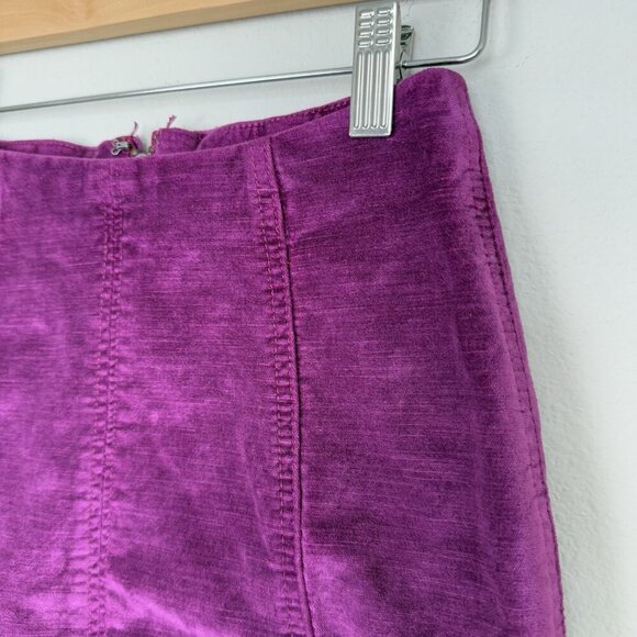 Free People Velvet Mini Skirt Size 0 Fuchsia Purple Festival Glam Boho Party‎ - Picture 2 of 5